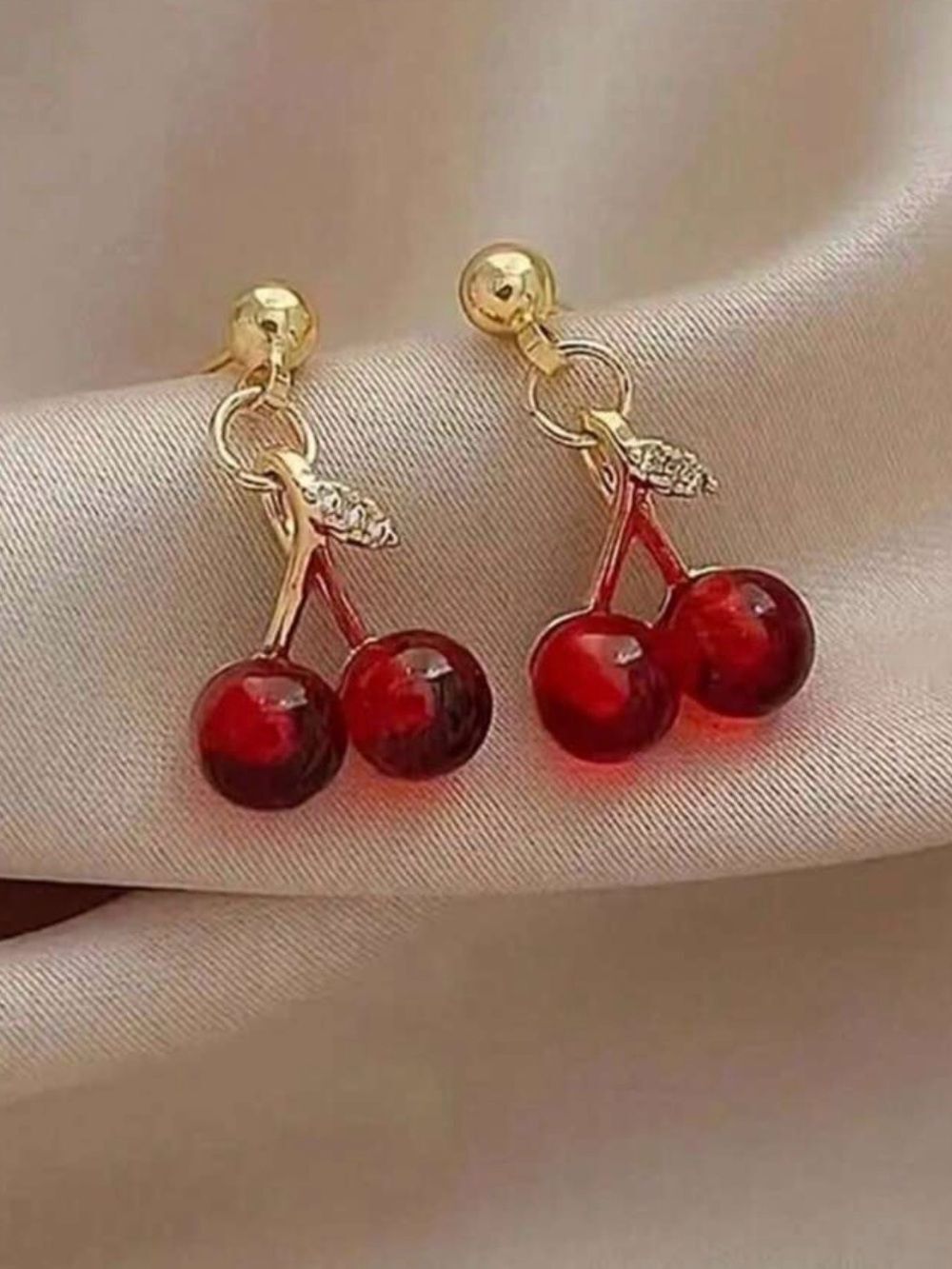 Gold Cherry Drop Earrings M819